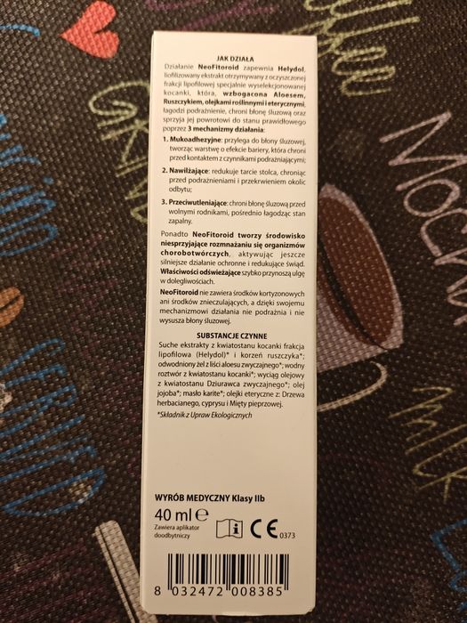 Neofitoroid na hemoroidy szczelinę naturalna z olejkiem drzewa herbaci