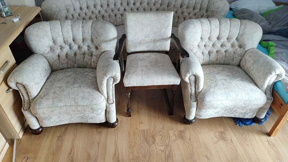 Komplet wypoczynkowy w stylu vintage/chesterfield/ludwikowski