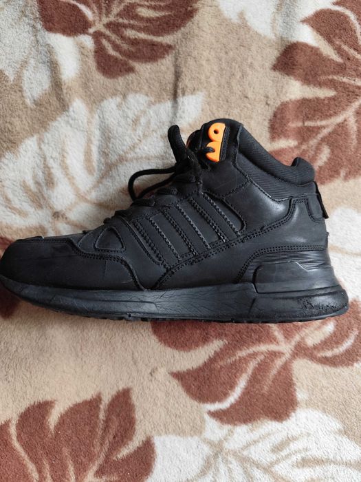 Buty męskie zimowe Adidas ZX 750 skórzane czarno-pomaranczowe r.42