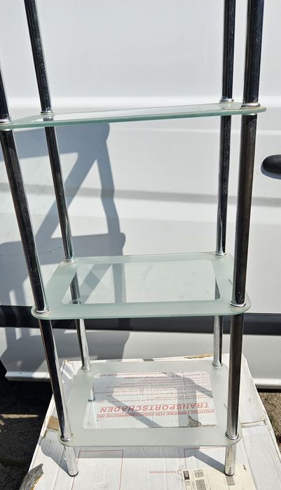 Regał szklany 30×40 cm, wys. 104 cm – półka łazienkowa / stojak na dek