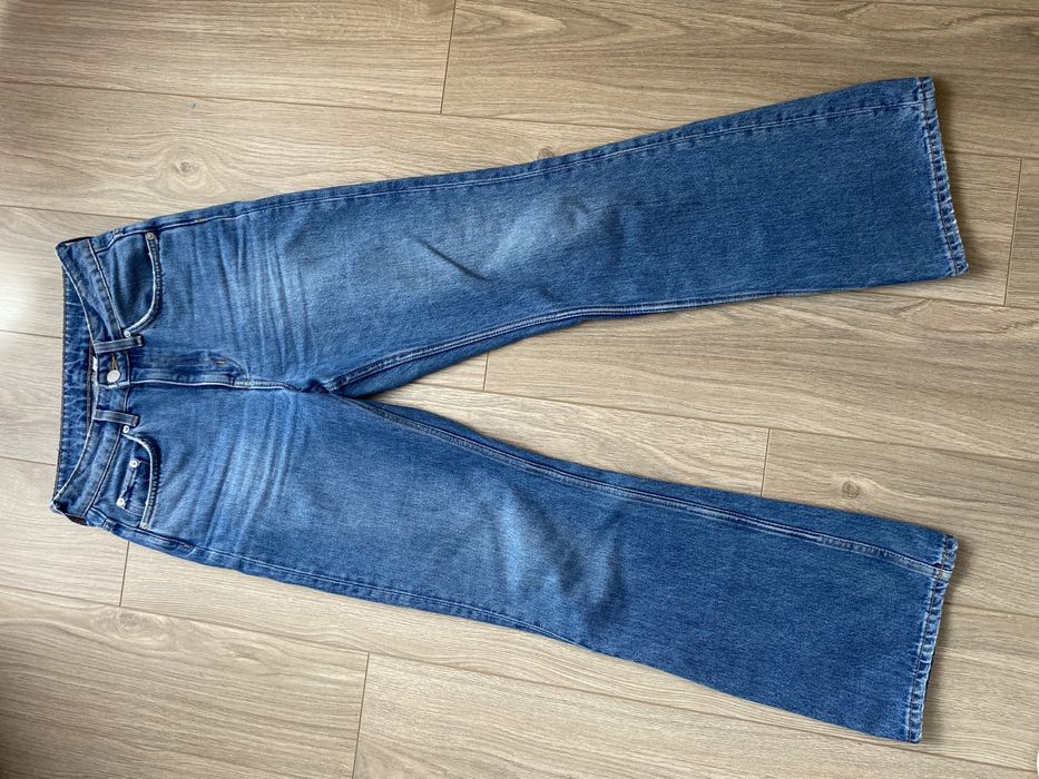 Spodnie jeansy dżinsy XS 34 wysoki stan dzwony flare szeroka nogawka