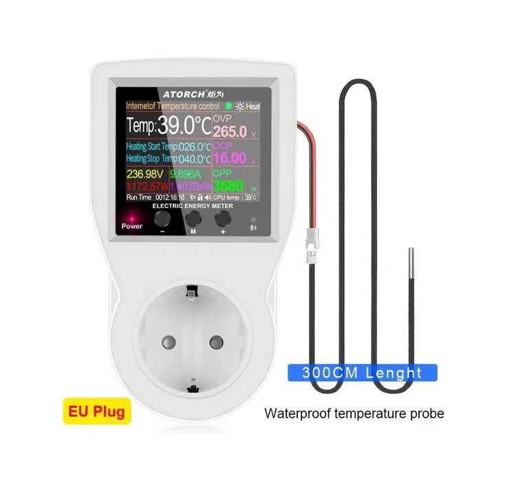 Ваттметр с термостатом ATORCH S1BWP-T/H TUYA WI-FI