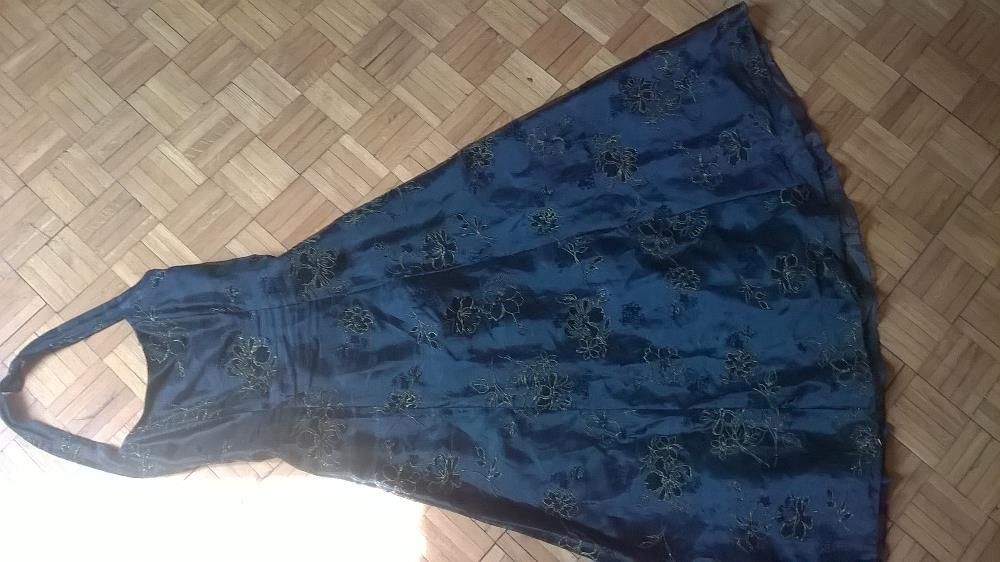 suknia wieczorowa czarna w złote refleksy