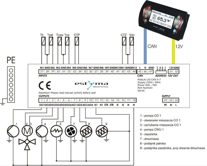 Panel operatorski IGNEO Slim Wyświetlacz sterownika