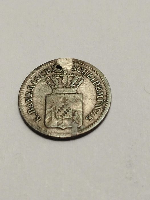 Moneta Niemcy Bawaria 1 krajcar 1859r. Maksymilian II - Srebro