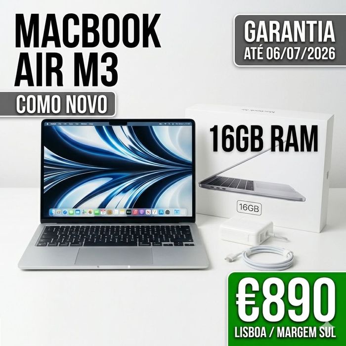 MacBook Air M3 13" | 16GB RAM 256GB | Com Garantia Apple 2026