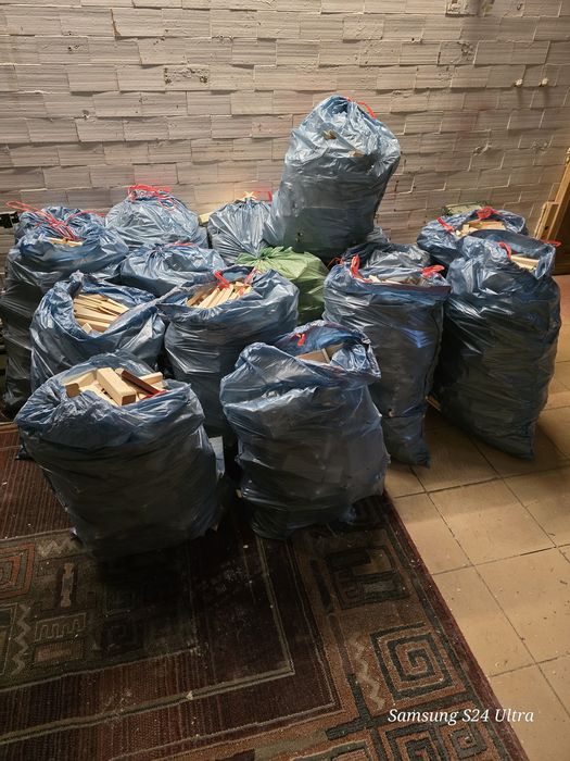 Drewno ścinki suche pakowane w worki