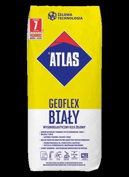 Klej Atlas Geoflex 25kg biały - klej elastyczny C2TE żelowy