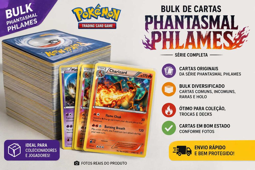146 Cartas Pokemon - Bulk com Reverse Hollows - Phantasmal Flames (Inglês)