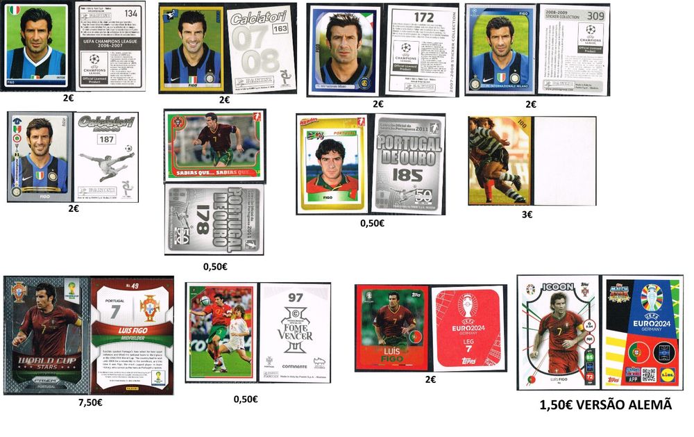Cromos e cards Luis Figo panini topps Merlin