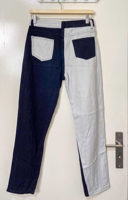 Calças jeans metade preta e branca - L / 38, straight