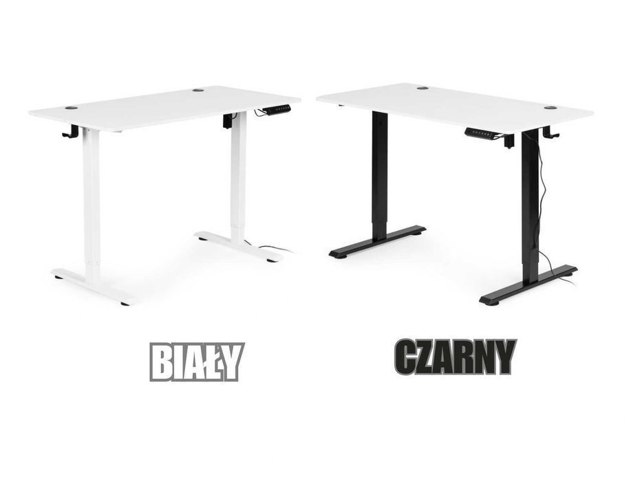 NOWE Biurko Elektryczne Białe 120x60 Regulowane Gamingowe Podnoszone