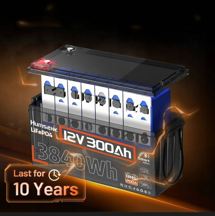 Акумулятор Humsienk 300Ah Новий LifePo4 200A BMS