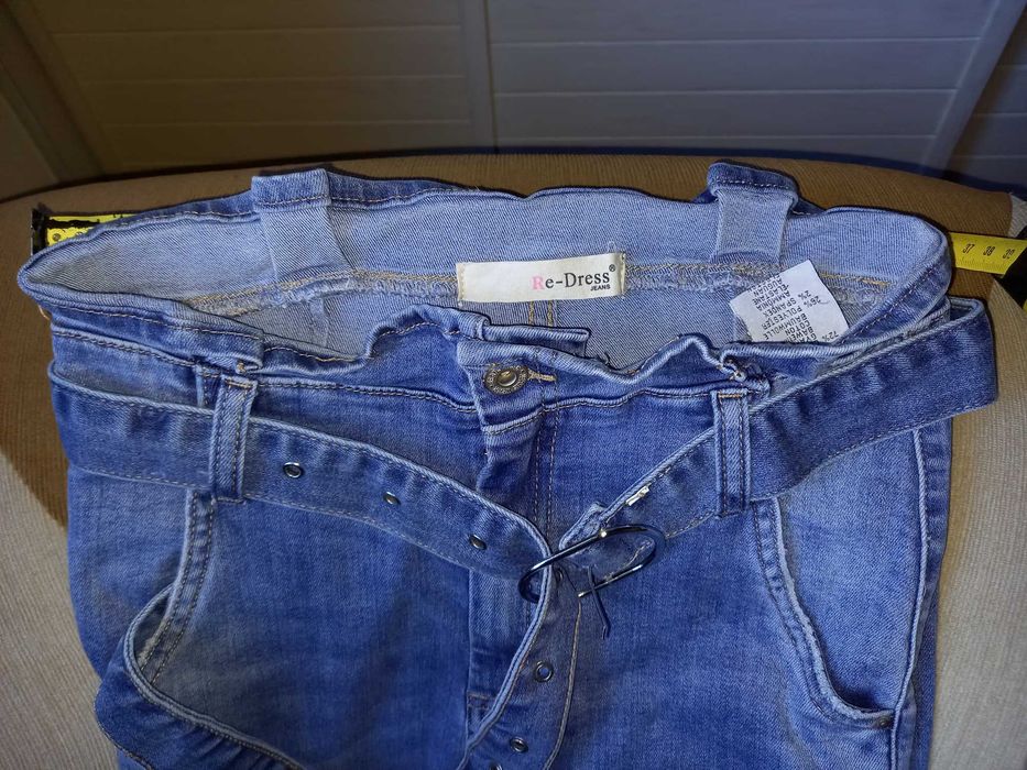 jeansy skinny slim rurki przetarcia dziury M wygodne