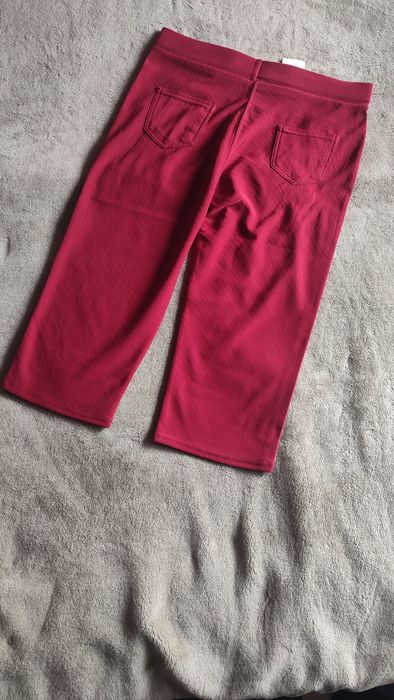 NOWE Spodnie capri bordo materiałowe z dodatkiem stretchu XL/XXL bordo