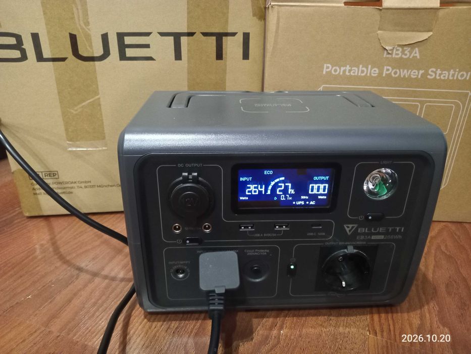 Зарядна станція Bluetti EB3A 600W 268Wh з функцією джерела безперебійного живлення