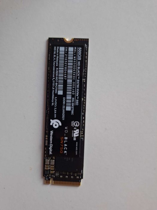 SSD WD Black SN750 500GB NVMe M.2 2280