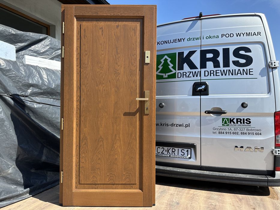 Drzwi zewnętrzne drewniane Złoty dąb NA KAŻDY WYMIAR czyste powietrze
