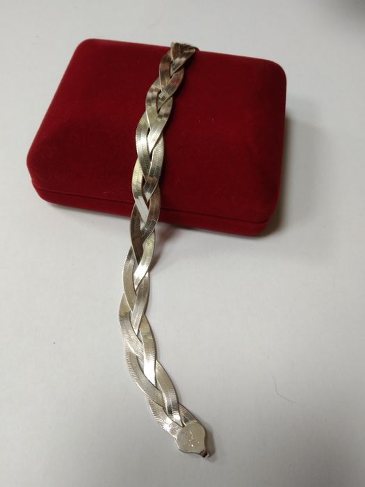 Srebrna bransoletka warkocz srebro 925 długość 18cm