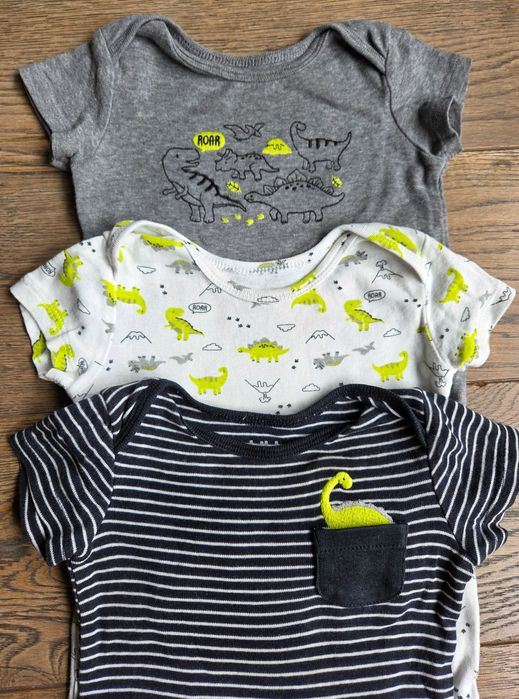 3 x Body Carter's krótki rękaw r. 3-6 M (68/74) super stan!
