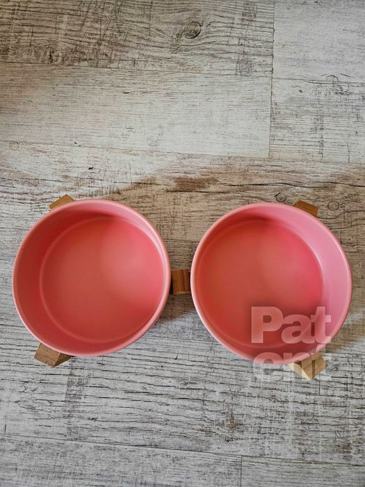 Miski ceramiczne dla psa kota zestaw 2 sztuki x 400 ml różowe