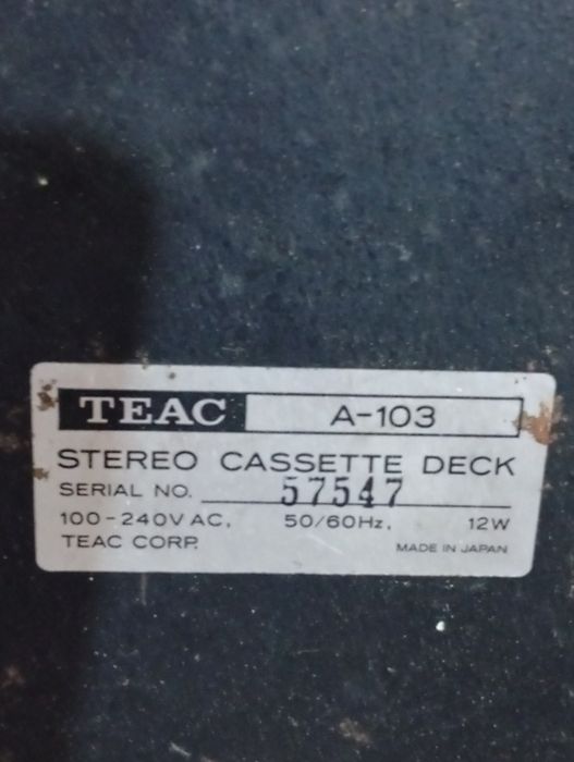 TEAC A 103 TAPE DECK Cassete Vintege para reparação