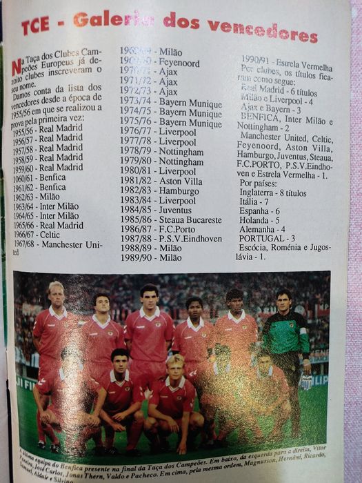 Guia dos campeões Benfica dezembro 1991