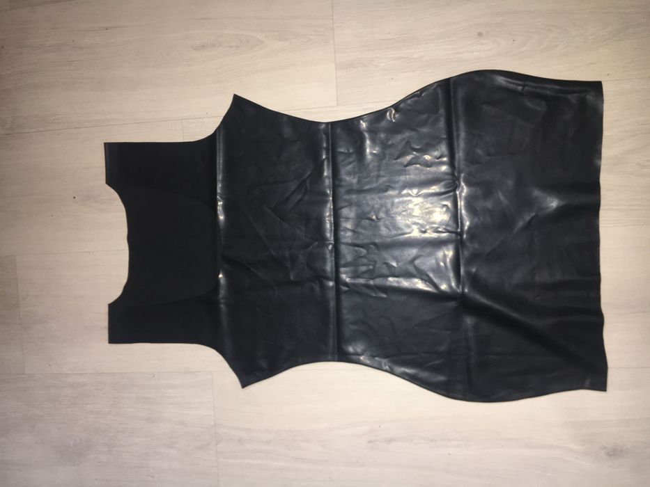 919/ Latex lateks 0,4 mm NOWA damska sukienka mini czarna rozmiar S