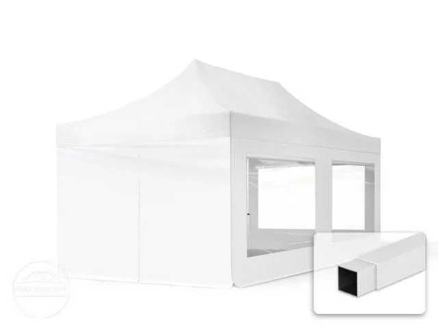 3x6 m Namiot Ekspresowy Stal 30mm ze ścianami,okna  biały