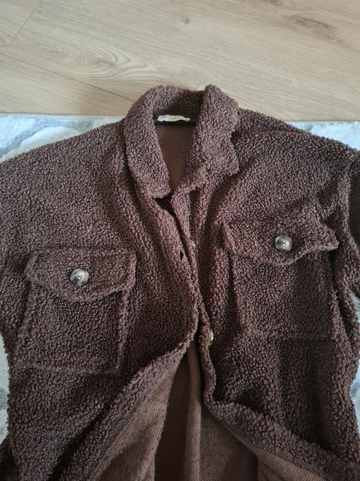 Koszulowa narzutka typu baranek kardigan oversize
