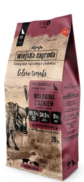 Karma dla psa WIEJSKA ZAGRODA Wołowina z dzikiem L 20 kg