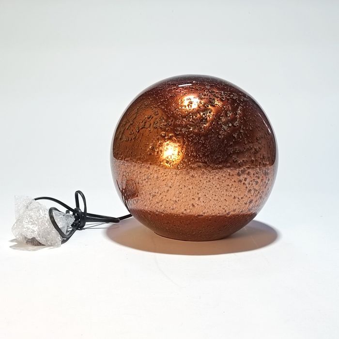 Candeeiro esfera vidro soprado cobre/dourado