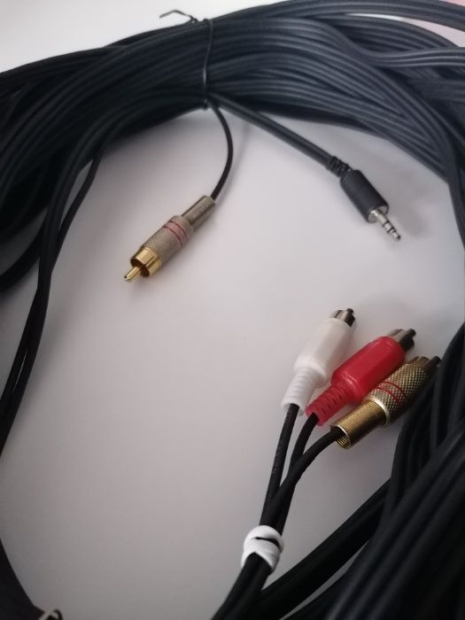 Kabel audio video 3x chinch, jack 3,5. +chinch, 15 metrów