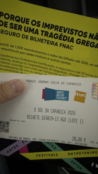 2 Bilhetes sol da caparica