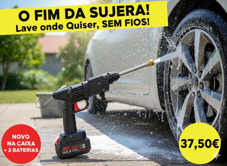 Máquina Lavar Pressão Portátil 48V (S/ Fio) – C/ 2 Baterias – NOVA!