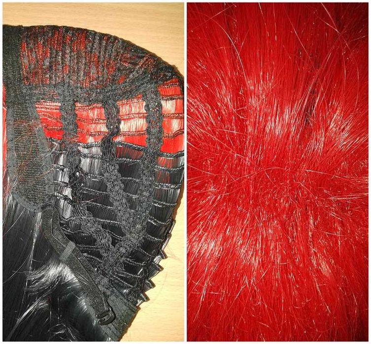 Alastor Hazbin Hotel czerwona peruka cosplay wig z uszkami uszami