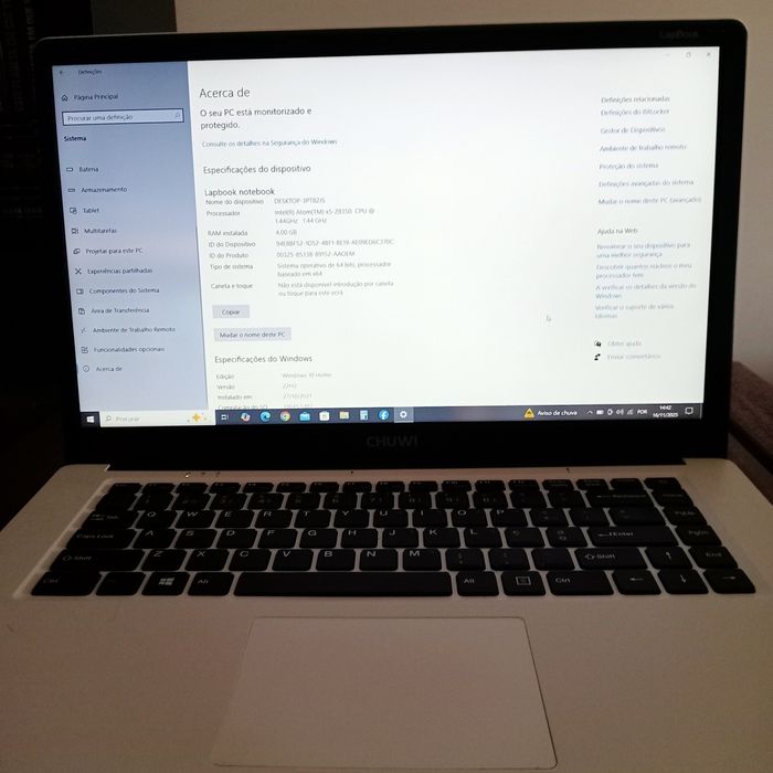 Laptop Chuwi  branco como novo + Acessórios novos