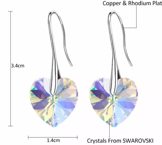 Swarovski kolczyki serca duże srebrne VITRAIL ROSE Walentynki nowe