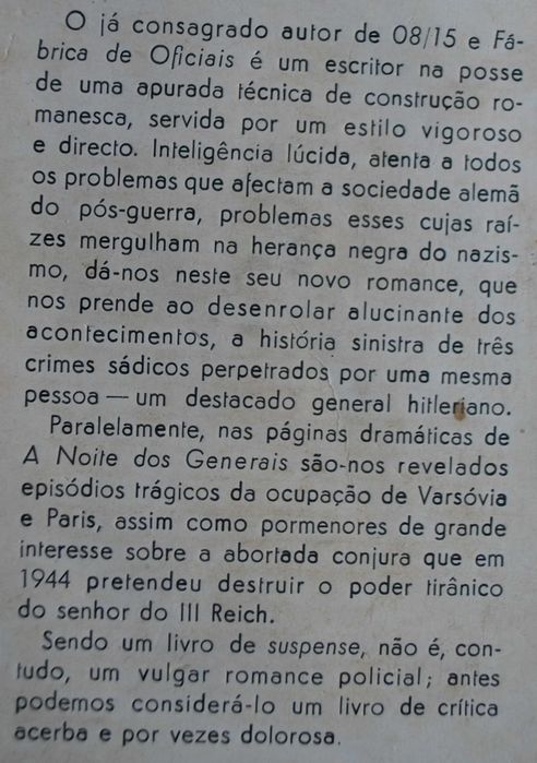 A Noite dos Generais de Hans Hellmut Kirst