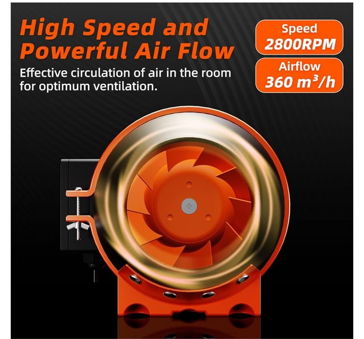 Wentylator kanałowy wyciągowy 100mm 360m3/h