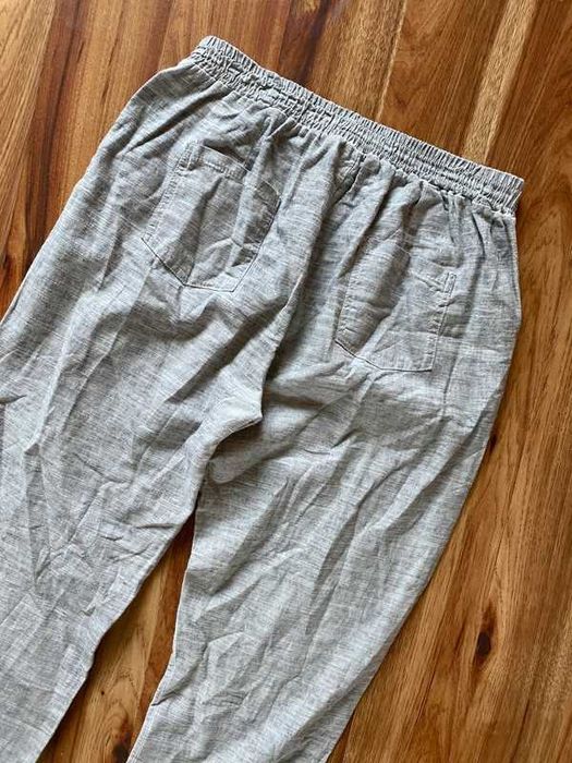Len bawelna szare spodnie proste na gumce xxl 42 44 +size