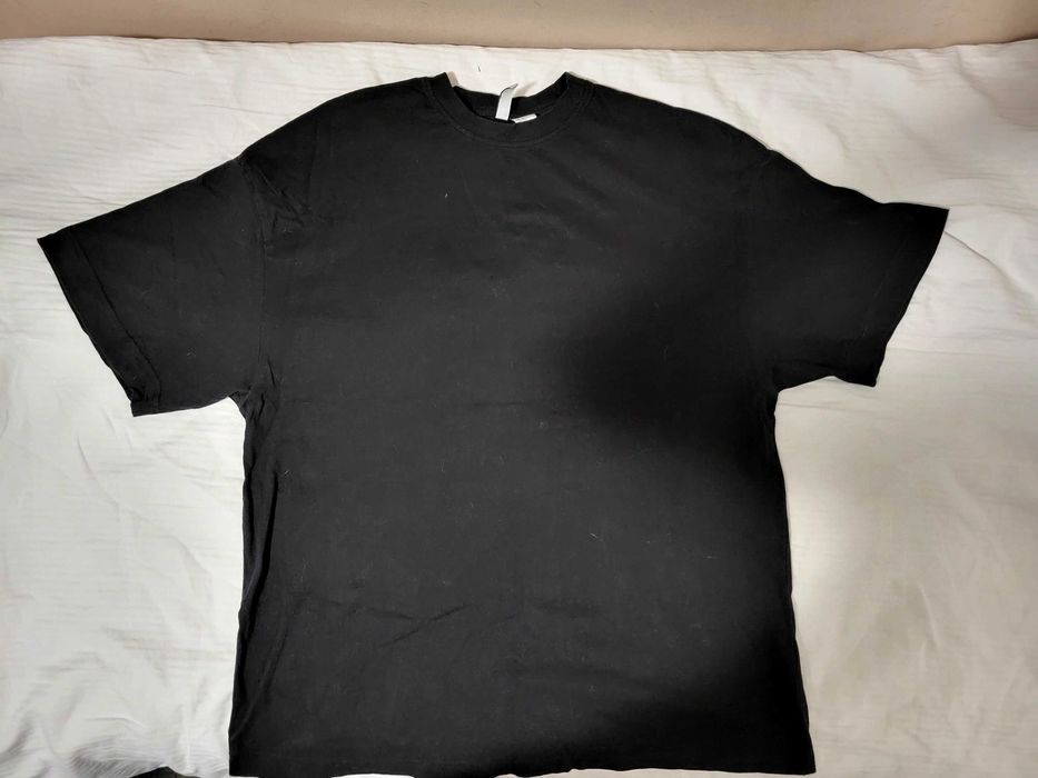 Czarny T-shirt OVERSIZE H&M Basic S bdb stan bawełna (pudełkowy krój)