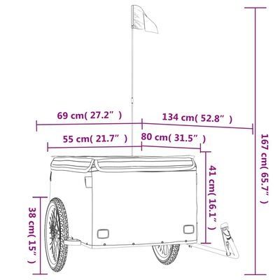 NOVO- Reboque para bicicleta 45 kg ferro preto e vermelho