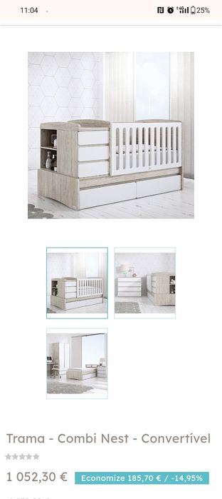 Cama de bebé Trama Nest conversível + colchão NOVO
