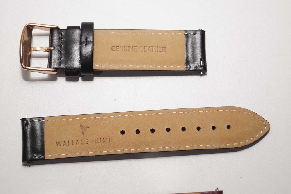 W126 Klasyczny pasek do zegarka skórzany WALLACE HUME czarny 20mm