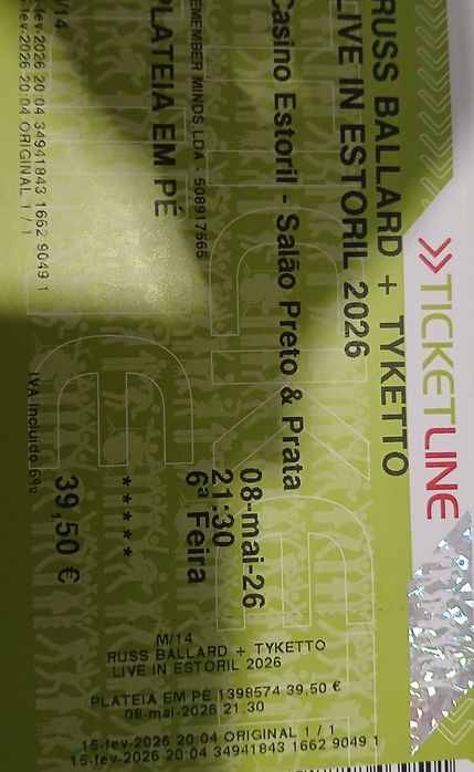 Bilhete russ ballard