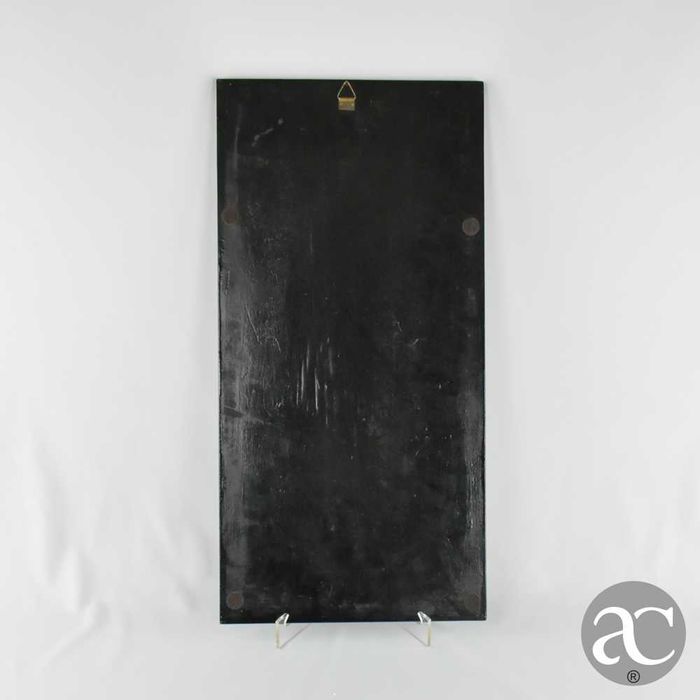 Painel chinês em madeira lacada com embutidos em madrepérola