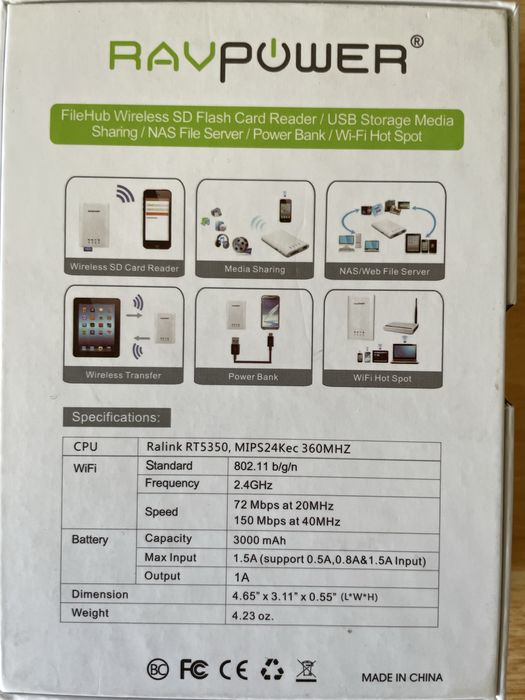 RAVPower FileHub RP-WD01  - leitor sd, powerbank, router ….
