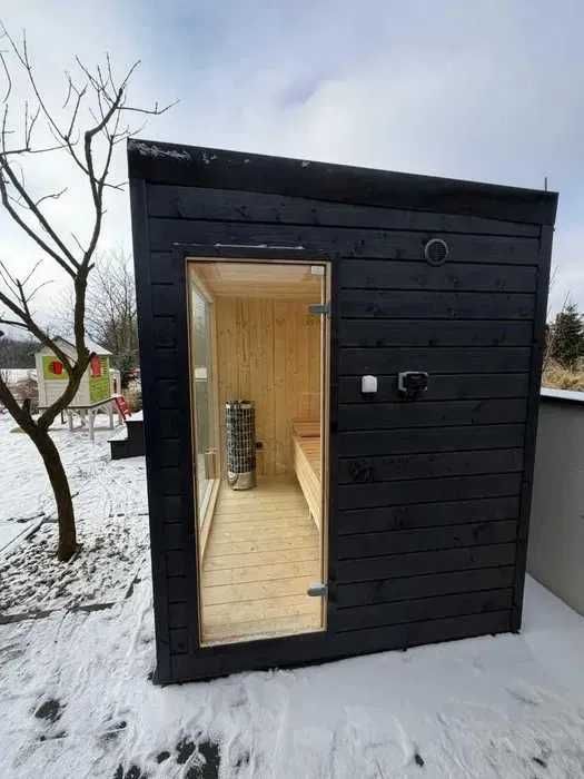 SAUNA FIŃSKA OGRODOWA ocieplona+piec+witryna 2,3x2m zewnętrzna