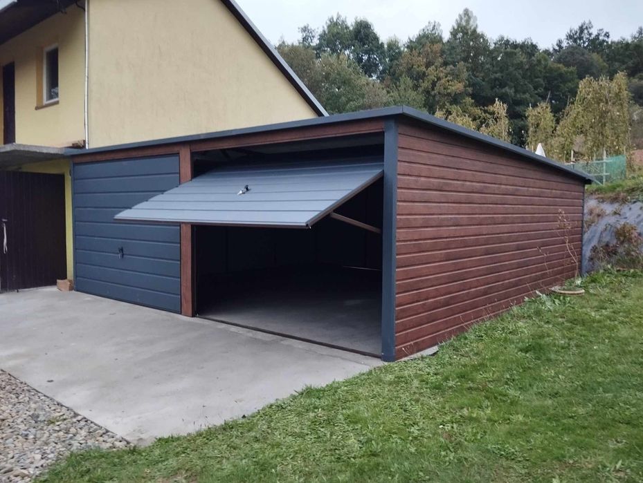 Garaże blaszane drewnopodobne